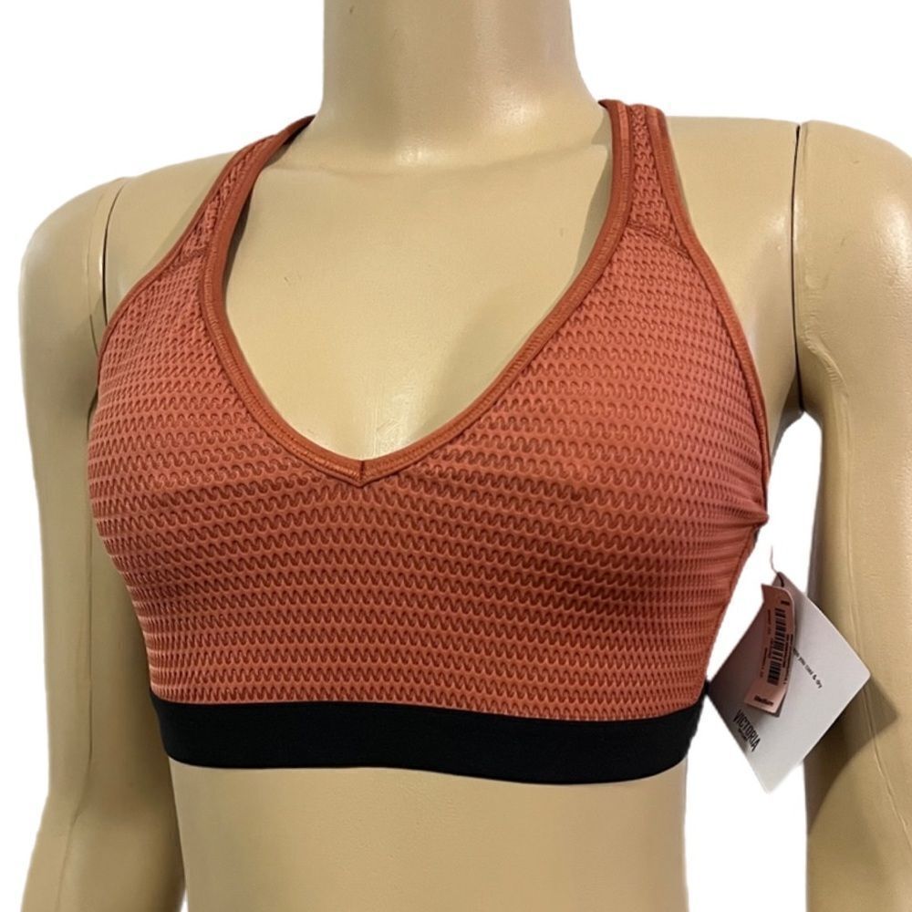 Victorias Secret The Player Unlined V-Neck Medium Support Sport Bra Rust Medium
